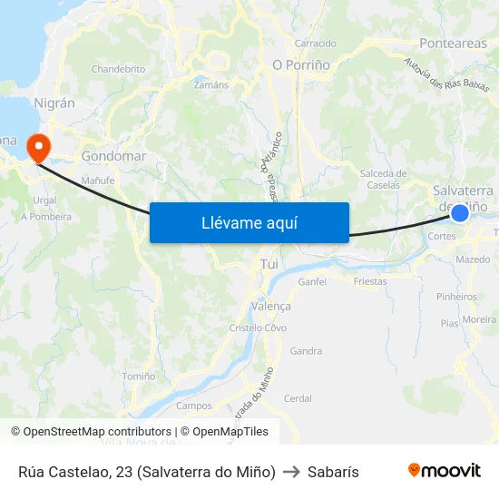 Rúa Castelao, 23 (Salvaterra do Miño) to Sabarís map