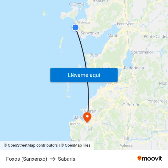 Foxos (Sanxenxo) to Sabarís map