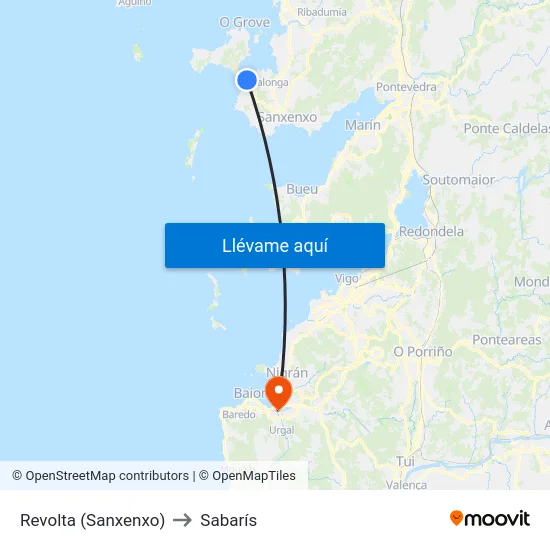 Revolta (Sanxenxo) to Sabarís map