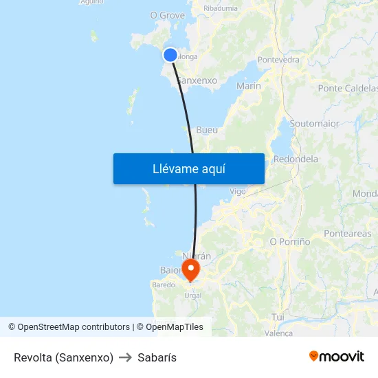 Revolta (Sanxenxo) to Sabarís map