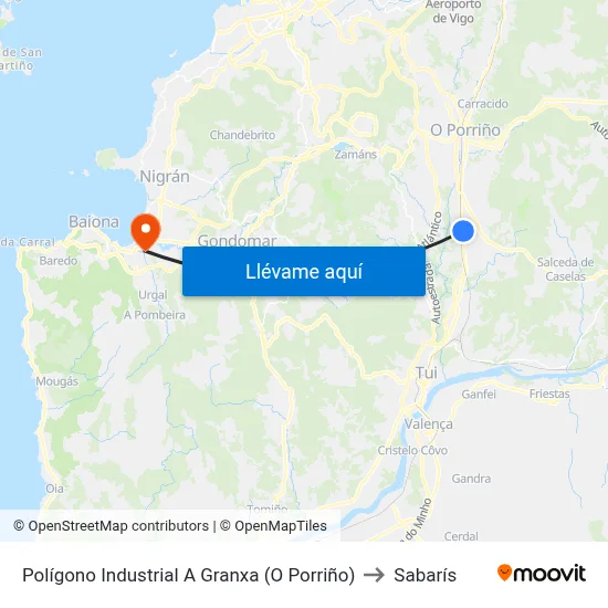 Polígono Industrial A Granxa (O Porriño) to Sabarís map