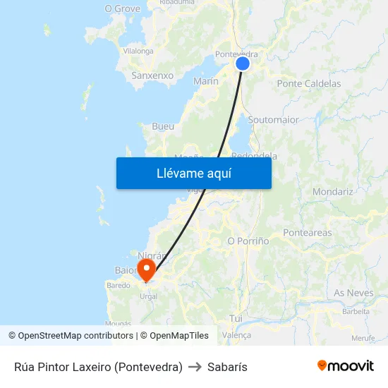 Rúa Pintor Laxeiro (Pontevedra) to Sabarís map