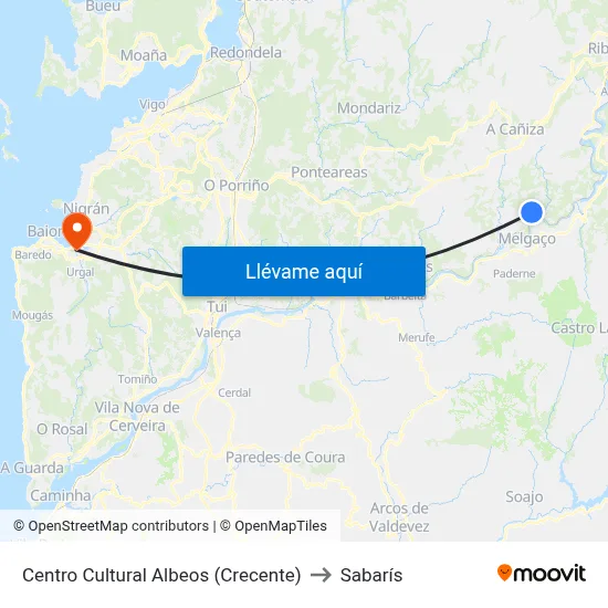 Centro Cultural Albeos (Crecente) to Sabarís map