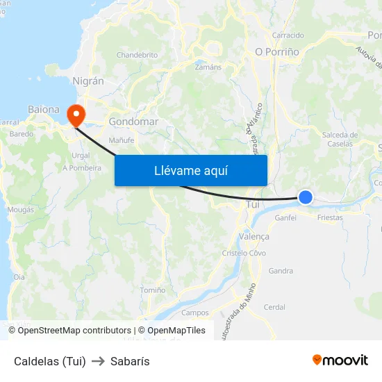 Caldelas (Tui) to Sabarís map