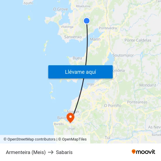 Armenteira (Meis) to Sabarís map