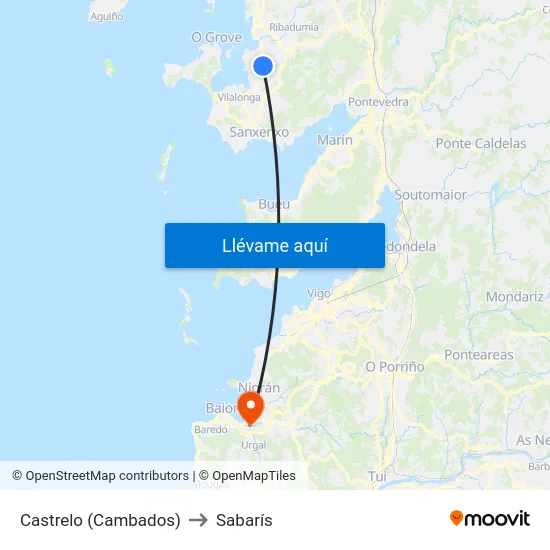 Castrelo (Cambados) to Sabarís map