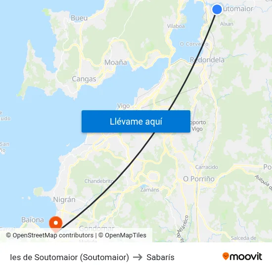 Ies de Soutomaior (Soutomaior) to Sabarís map