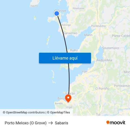 Porto Meloxo (O Grove) to Sabarís map