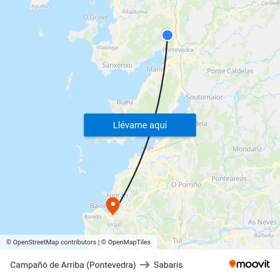 Campañó de Arriba (Pontevedra) to Sabarís map