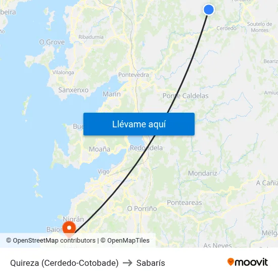 Quireza (Cerdedo-Cotobade) to Sabarís map