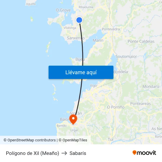 Polígono de Xil (Meaño) to Sabarís map