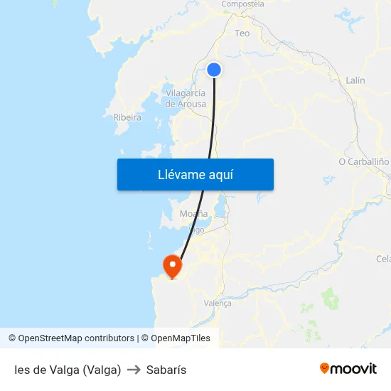 Ies de Valga (Valga) to Sabarís map