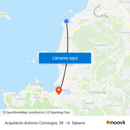 Arquitecto Antonio Cominges, 38 to Sabarís map