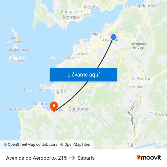 Avenida do Aeroporto, 215 to Sabarís map