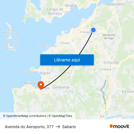 Avenida do Aeroporto, 377 to Sabarís map