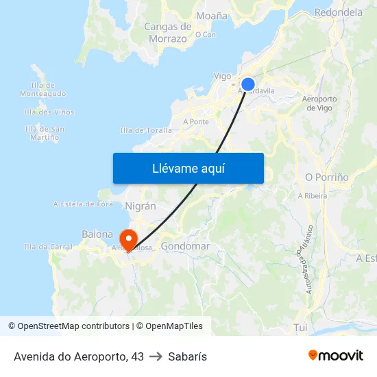 Avenida do Aeroporto, 43 to Sabarís map