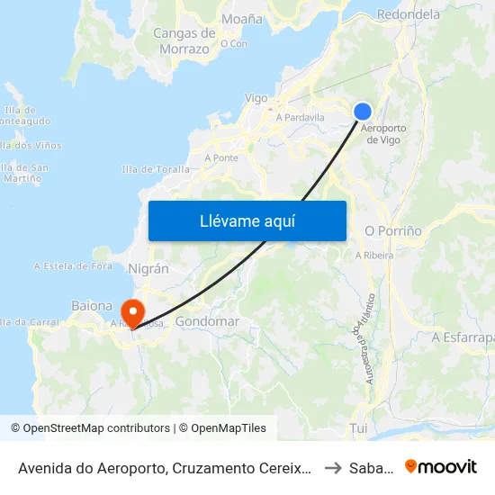 Avenida do Aeroporto, Cruzamento Cereixeiras to Sabarís map