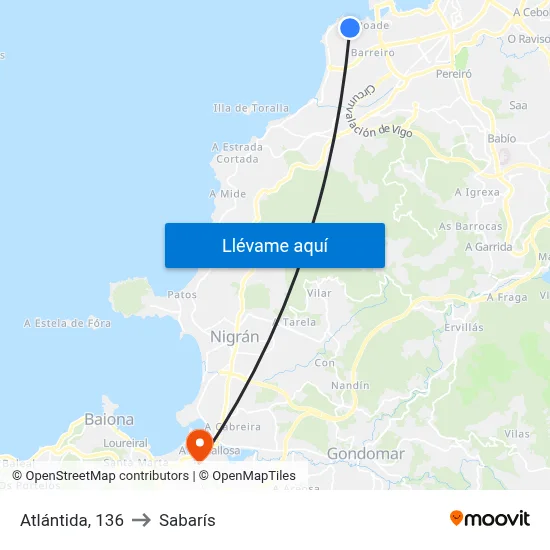 Atlántida, 136 to Sabarís map