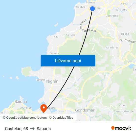 Castelao, 68 to Sabarís map