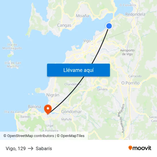 Vigo, 129 to Sabarís map
