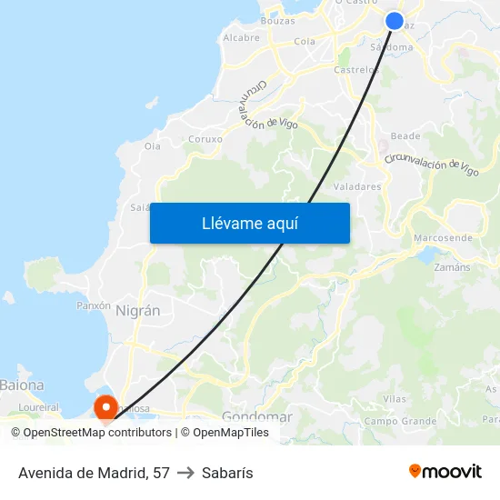 Avenida de Madrid, 57 to Sabarís map