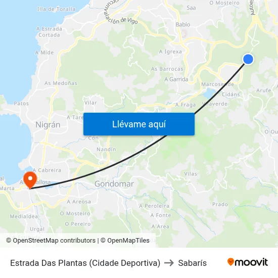 Estrada Das Plantas (Cidade Deportiva) to Sabarís map