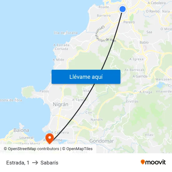 Estrada, 1 to Sabarís map