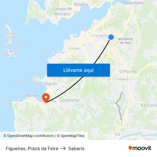 Figueiras, Praza da Feira to Sabarís map