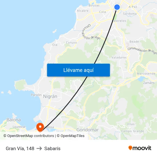 Gran Vía, 148 to Sabarís map