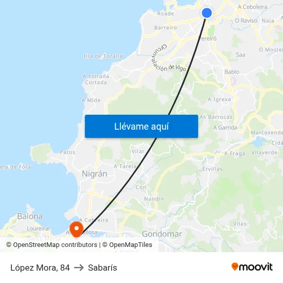 López Mora, 84 to Sabarís map