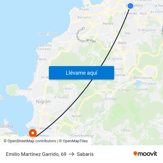 Emilio Martínez Garrido, 69 to Sabarís map