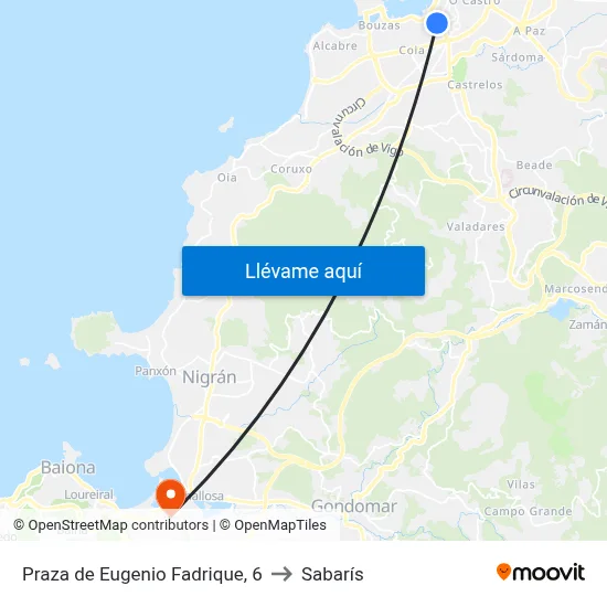 Praza de Eugenio Fadrique, 6 to Sabarís map