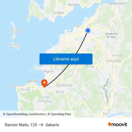 Ramón Nieto, 125 to Sabarís map