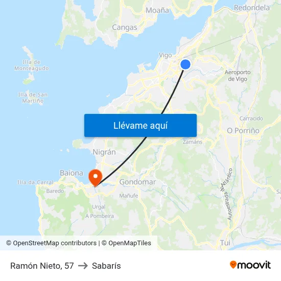 Ramón Nieto, 57 to Sabarís map