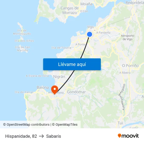 Hispanidade, 82 to Sabarís map