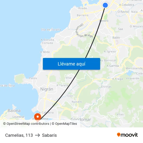 Camelias, 113 to Sabarís map
