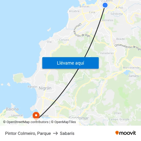 Pintor Colmeiro, Parque to Sabarís map