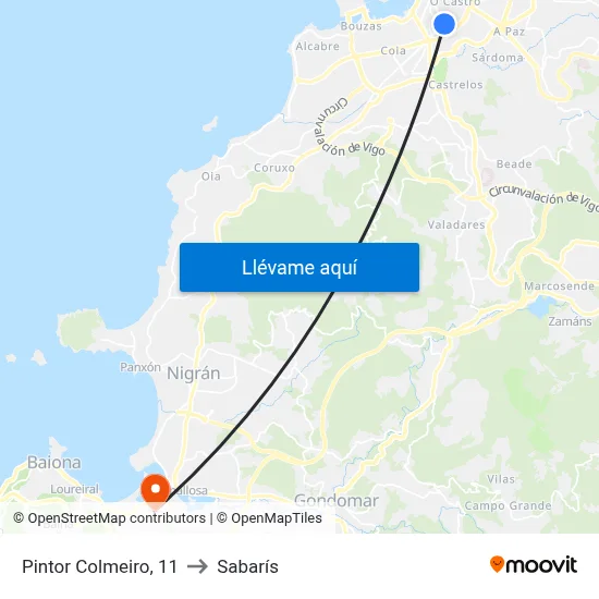 Pintor Colmeiro, 11 to Sabarís map