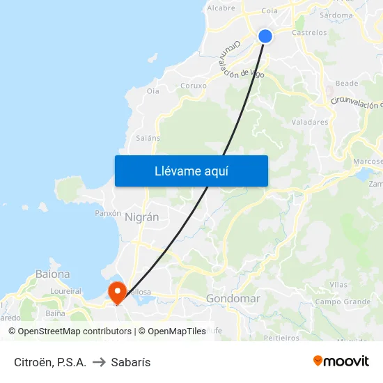 Citroën, P.S.A. to Sabarís map
