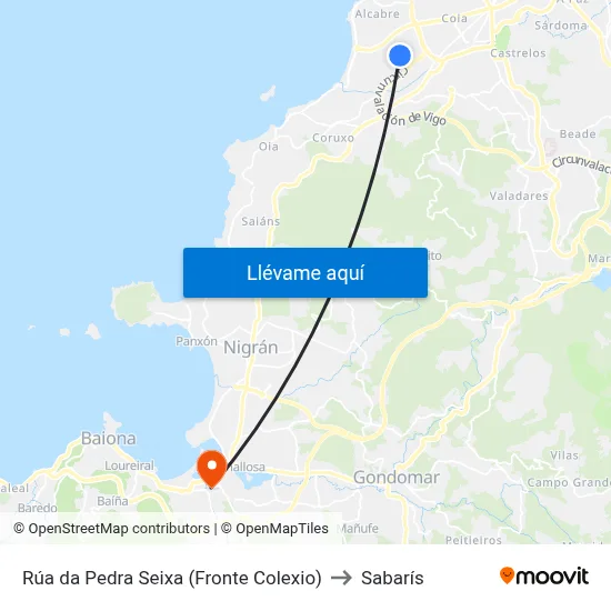 Rúa da Pedra Seixa (Fronte Colexio) to Sabarís map
