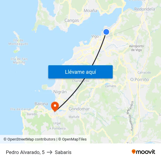 Pedro Alvarado, 5 to Sabarís map