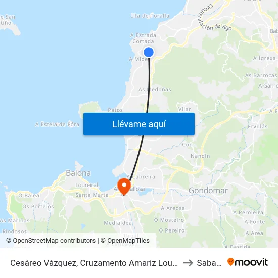 Cesáreo Vázquez, Cruzamento Amariz Lourenzo to Sabarís map