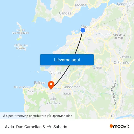 Avda. Das Camelias 8 to Sabarís map