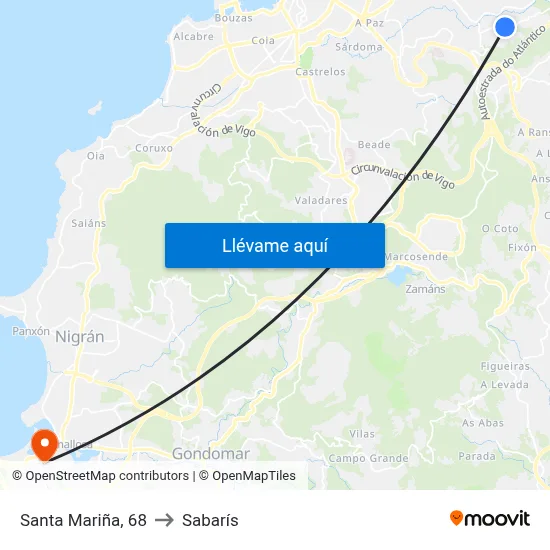 Santa Mariña, 68 to Sabarís map
