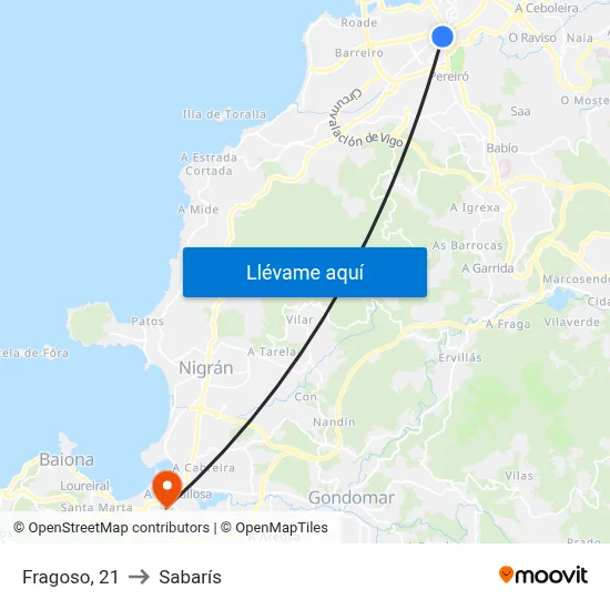 Fragoso, 21 to Sabarís map