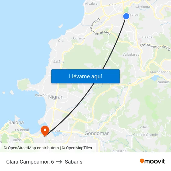 Clara Campoamor, 6 to Sabarís map