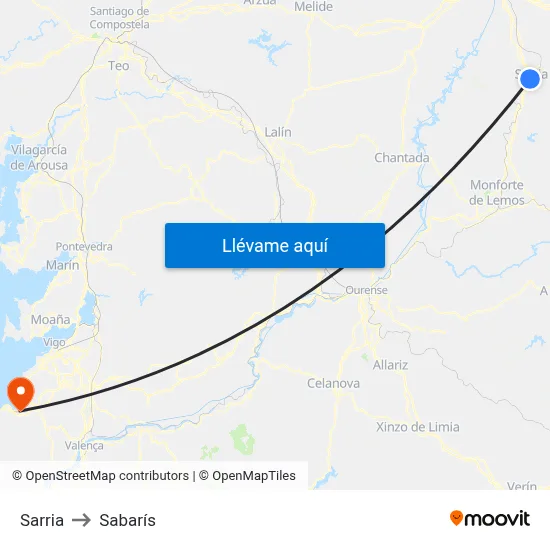 Sarria to Sabarís map
