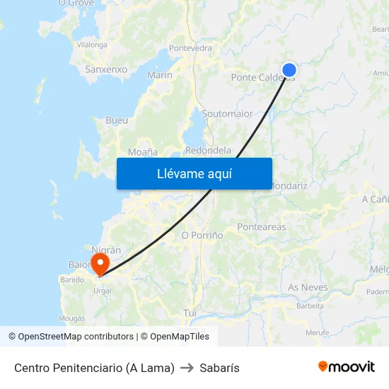 Centro Penitenciario (A Lama) to Sabarís map