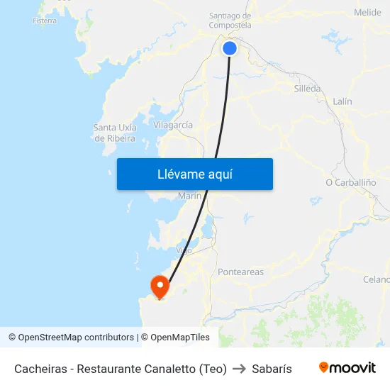 Cacheiras - Restaurante Canaletto (Teo) to Sabarís map