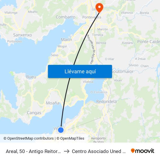 Areal, 50 - Antigo Reitorado (Vigo) to Centro Asociado Uned Pontevedra map